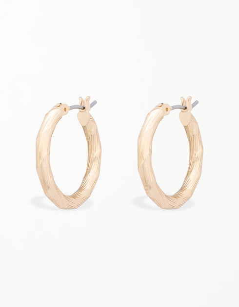 金色对角铰链圈形耳环